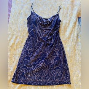 Jump apparel navy rose gold embellished body con spaghetti strap mini dress